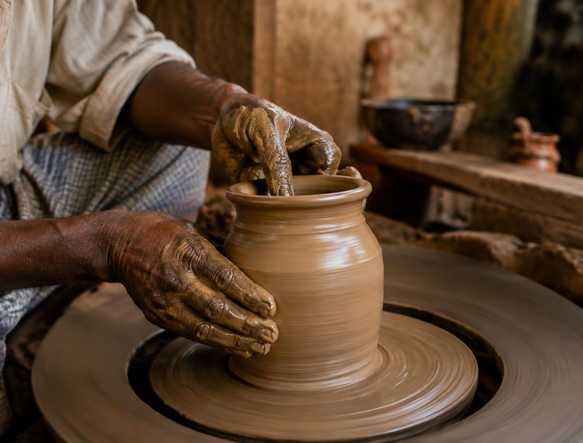 Artisan working at the potter's wheel